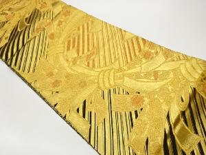 金彩束ね熨斗に松・花模様織出し袋帯